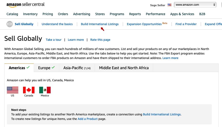 Registering with Amazon Global Selling. Step 2