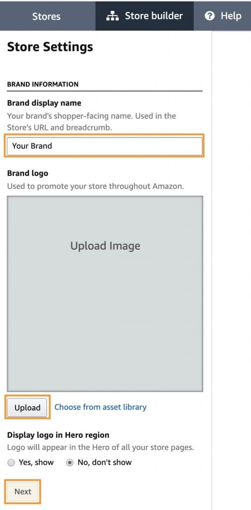 Creating Amazon store. Step 1