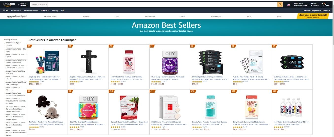 The best sellers of Amazon Launchpad