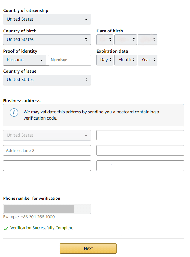 Registering Amazon Seller Account. Step 5