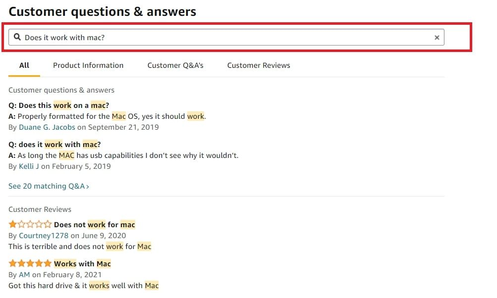 "Customer Questions & Answers" feature