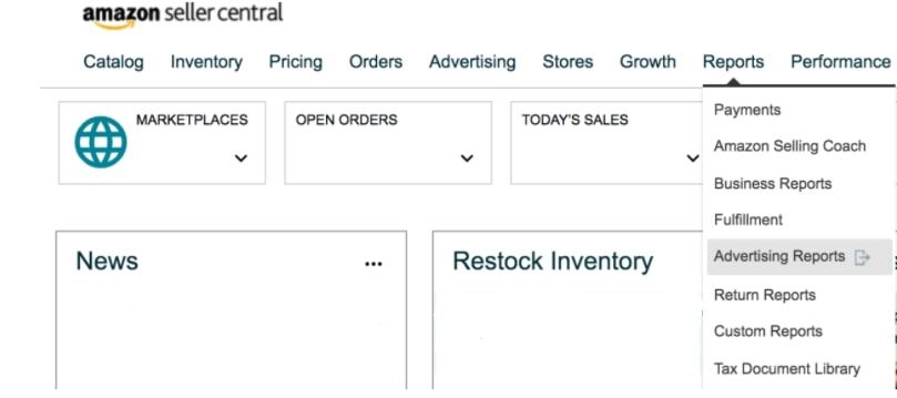 In your Amazon Seller Central, you can find all these reports when you click on the “Reports” tab