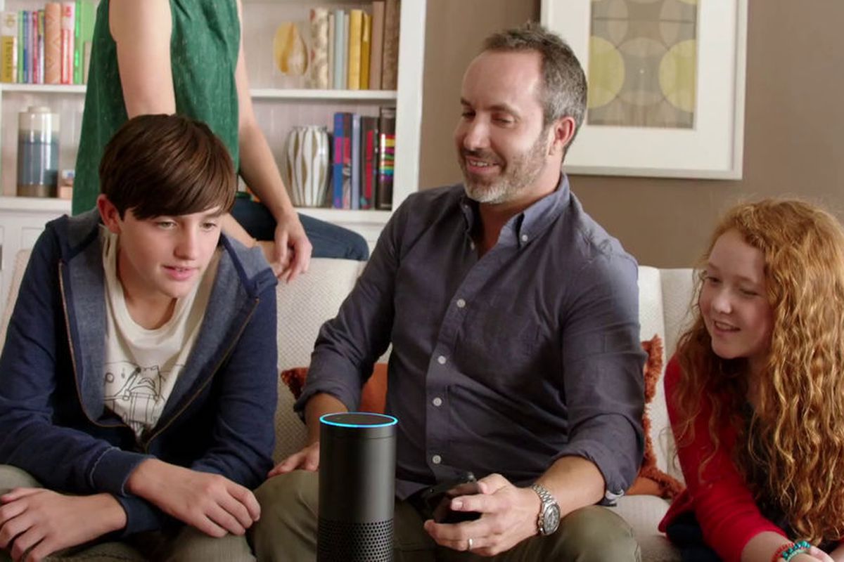A family using Amazon's Alexa