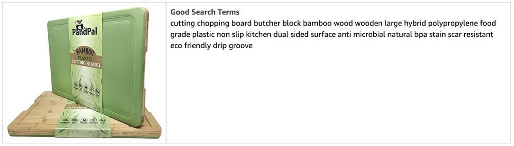 Search terms example from Amazon