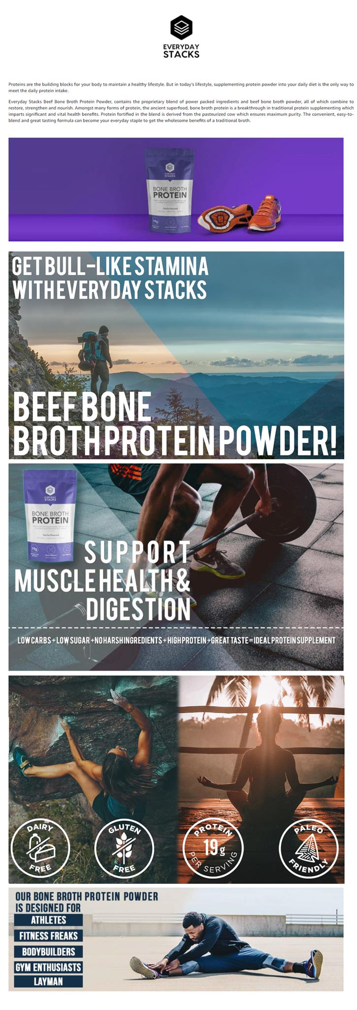 Amazon A+ content for Protein store